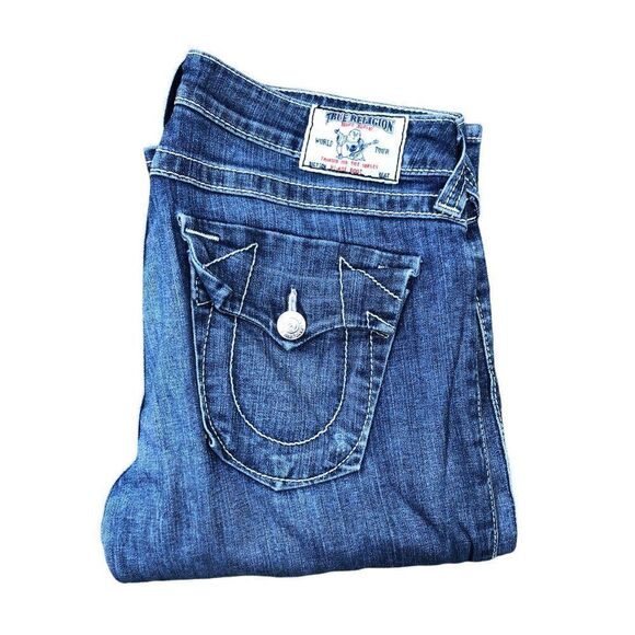 True Religion Jeans Size 30 HI RISE BOOT Blue - Picture 1 of 7